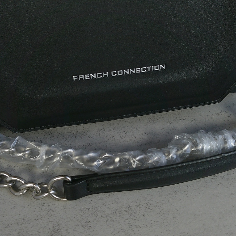 French Connection Darcy Crossbody Black NWT 2 Way Shoulder Bag Purse - Picture 7 of 8